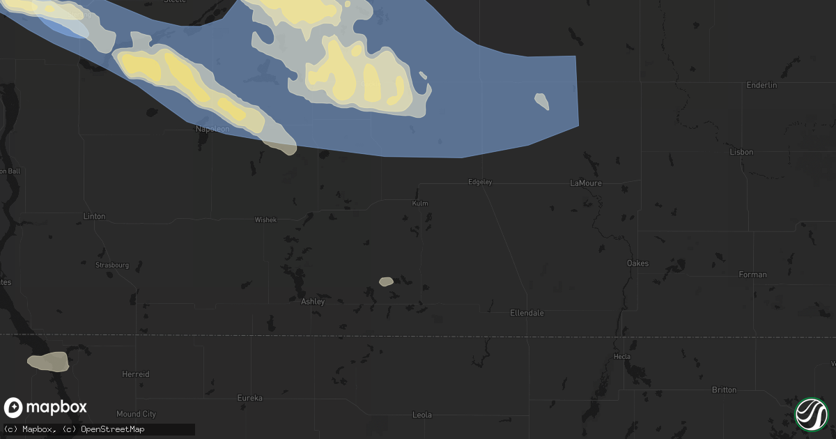 Hail map in Kulm, ND on July 24, 2026