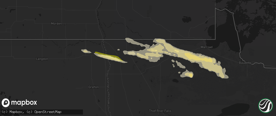 Hail map in Lake Bronson, MN on July 24, 2026