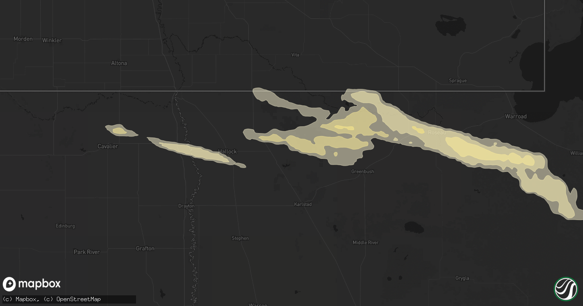 Hail map in Lake Bronson, MN on July 24, 2026