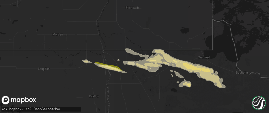 Hail map in Lancaster, MN on July 24, 2026