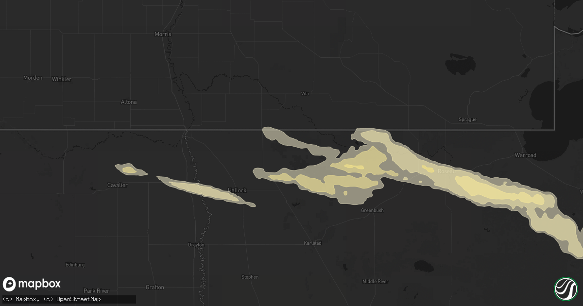 Hail map in Lancaster, MN on July 24, 2026