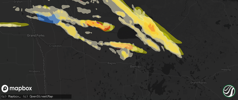 Hail map in Leonard, MN on July 24, 2026
