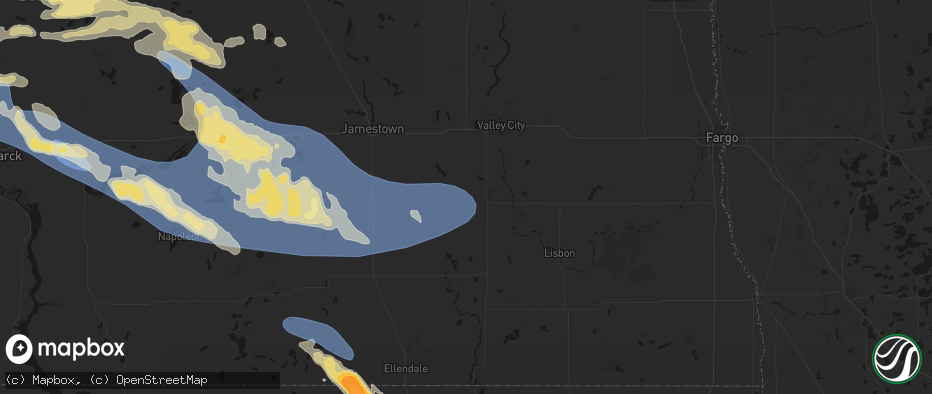 Hail map in Litchville, ND on July 24, 2026