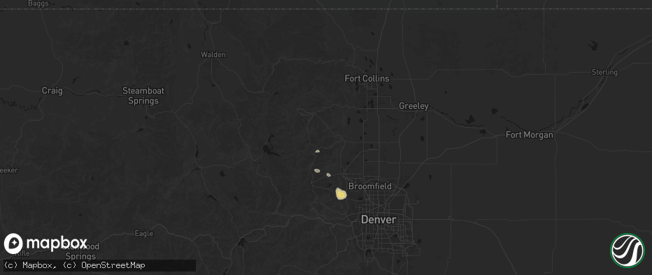 Hail map in Lyons, CO on July 24, 2026