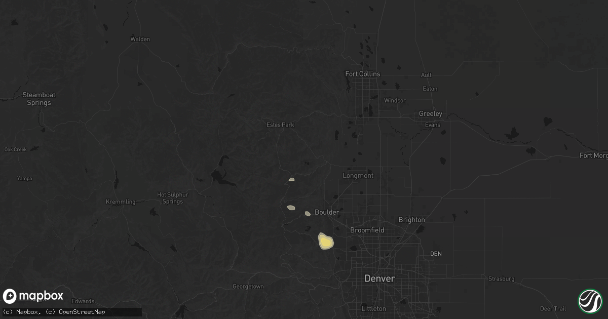 Hail map in Lyons, CO on July 24, 2026