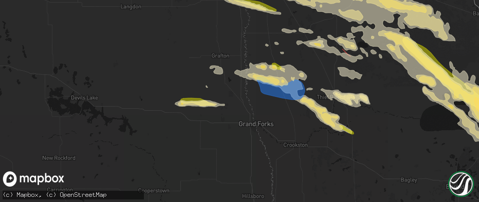 Hail map in Manvel, ND on July 24, 2026