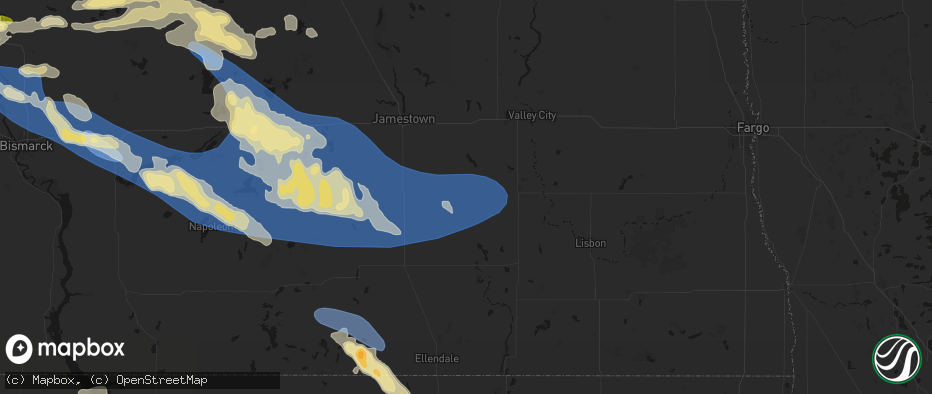 Hail map in Marion, ND on July 24, 2026