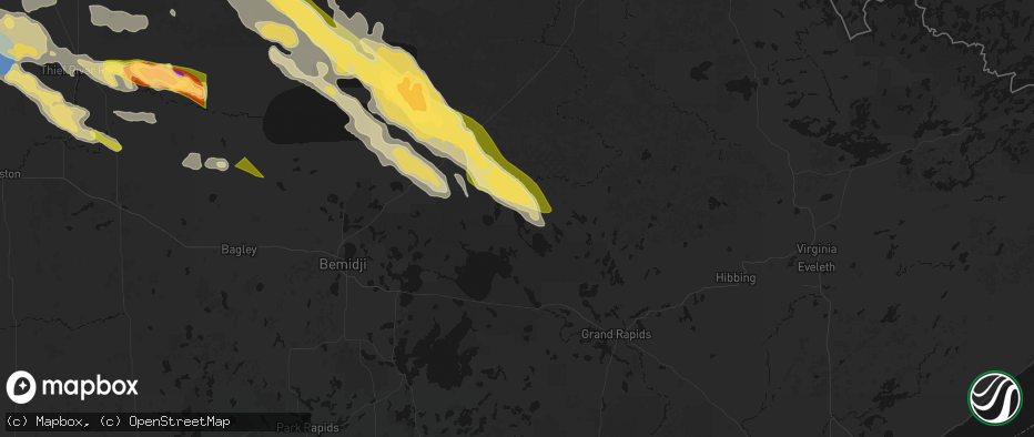 Hail map in Max, MN on July 24, 2026