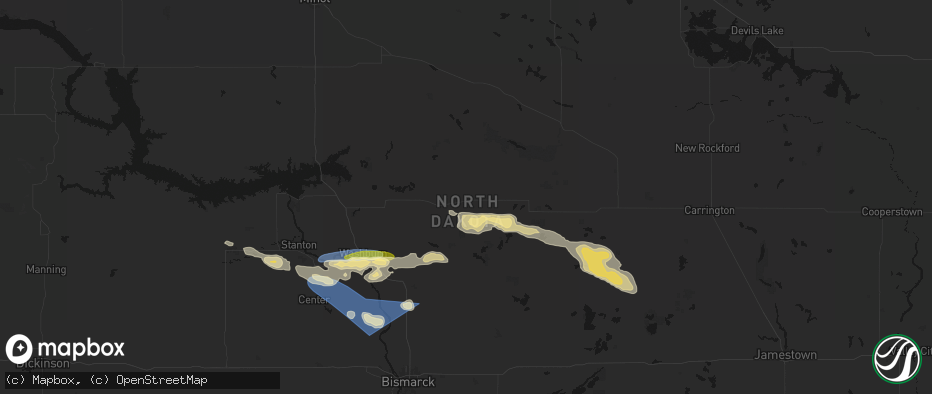 Hail map in Mcclusky, ND on July 24, 2026