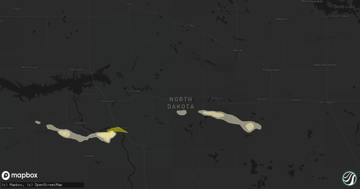 Hail map in Mcclusky, ND on July 24, 2026
