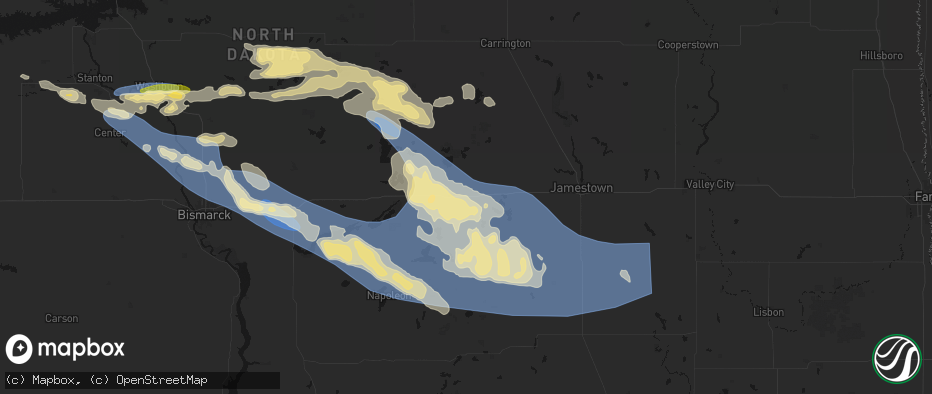 Hail map in Medina, ND on July 24, 2026