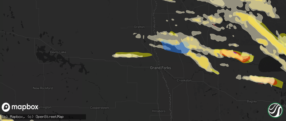 Hail map in Mekinock, ND on July 24, 2026