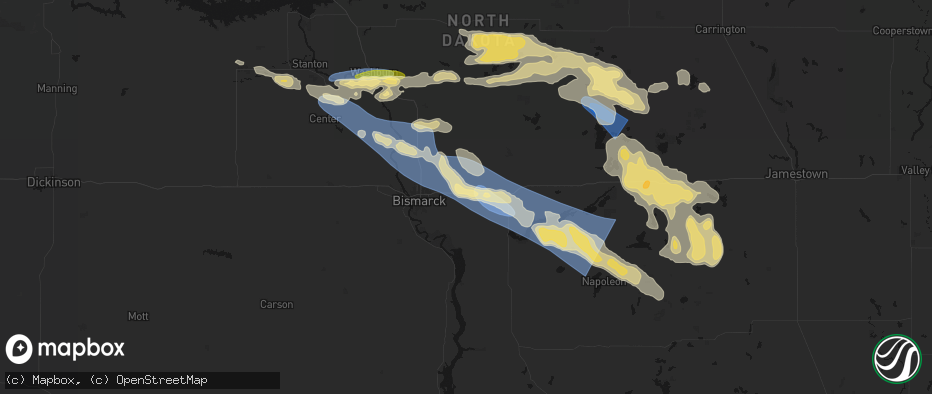 Hail map in Menoken, ND on July 24, 2026