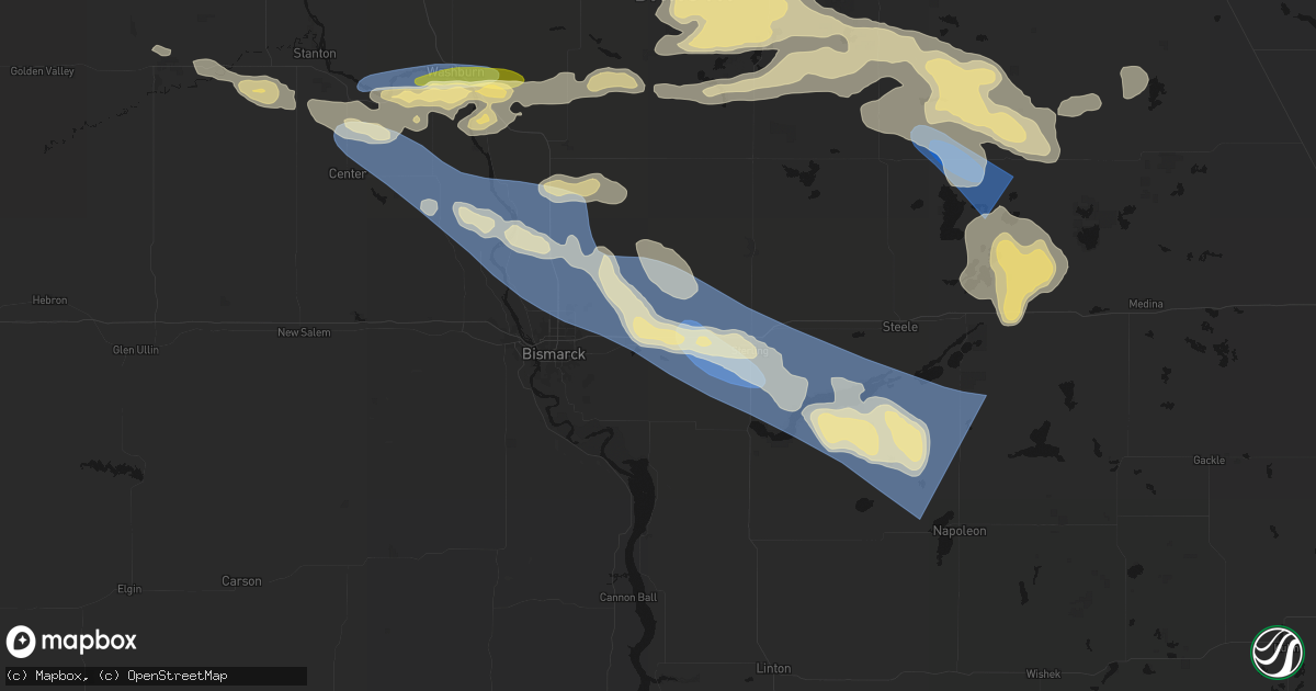 Hail map in Menoken, ND on July 24, 2026