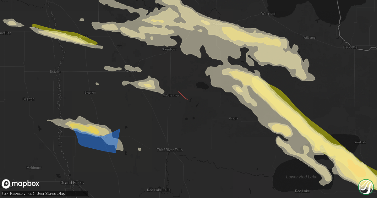 Hail map in Middle River, MN on July 24, 2026