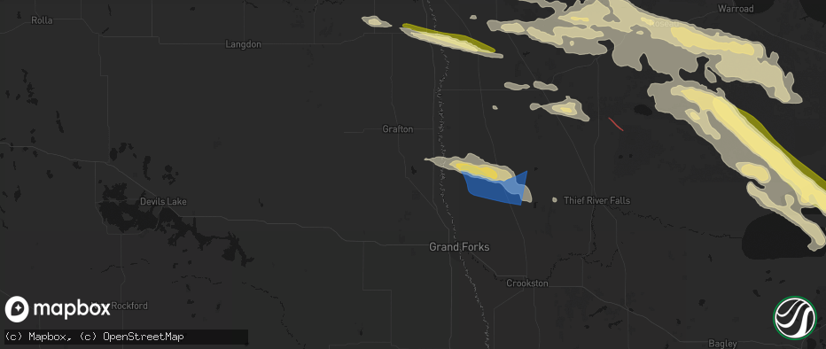 Hail map in Minto, ND on July 24, 2026