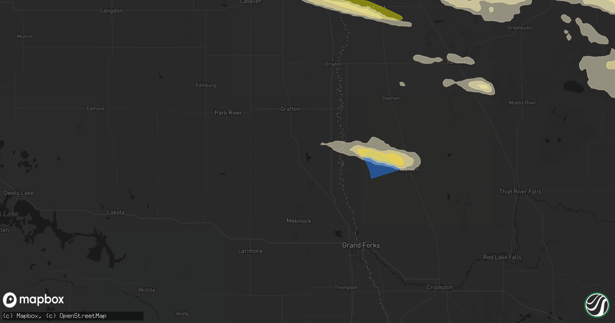 Hail map in Minto, ND on July 24, 2026