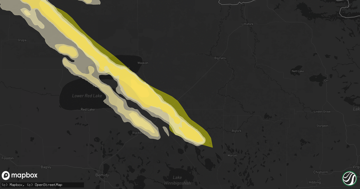 Hail map in Mizpah, MN on July 24, 2026