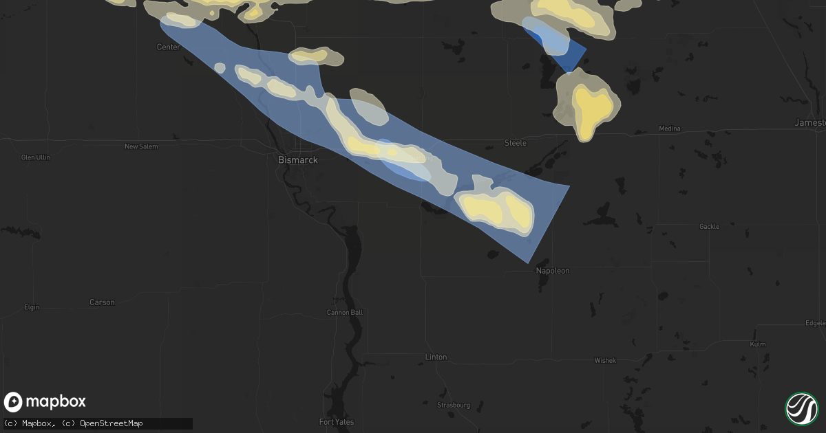 Hail map in Moffit, ND on July 24, 2026