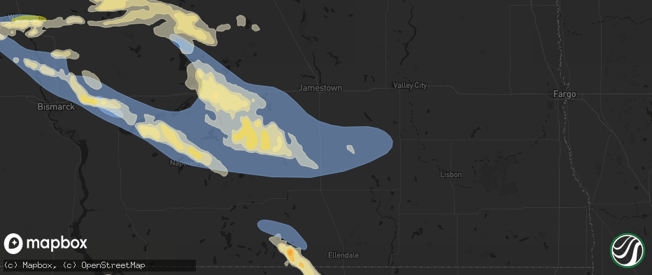 Hail map in Montpelier, ND on July 24, 2026