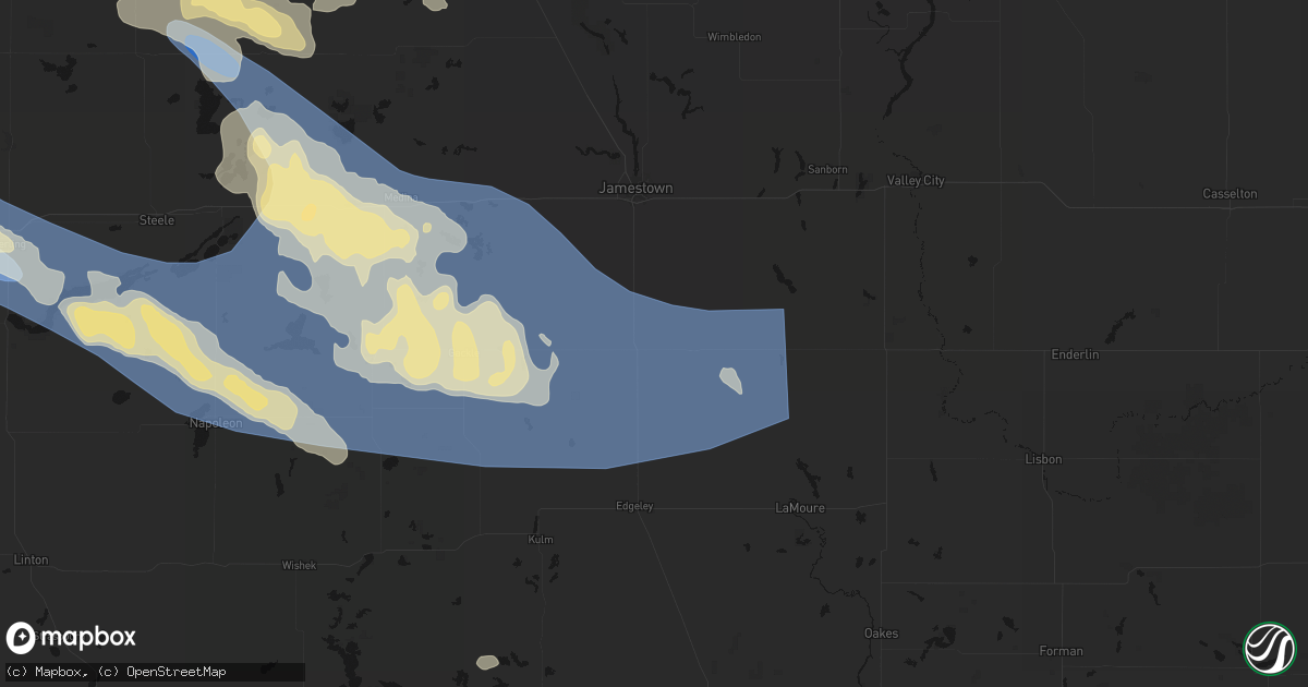 Hail map in Montpelier, ND on July 24, 2026