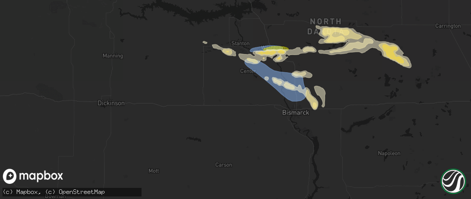 Hail map in New Salem, ND on July 24, 2026