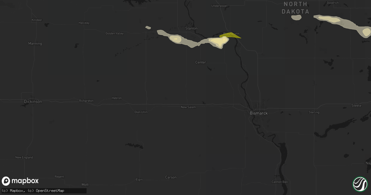 Hail map in New Salem, ND on July 24, 2026