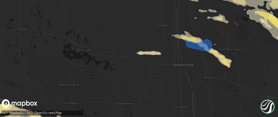 Hail map in Niagara, ND on July 24, 2026