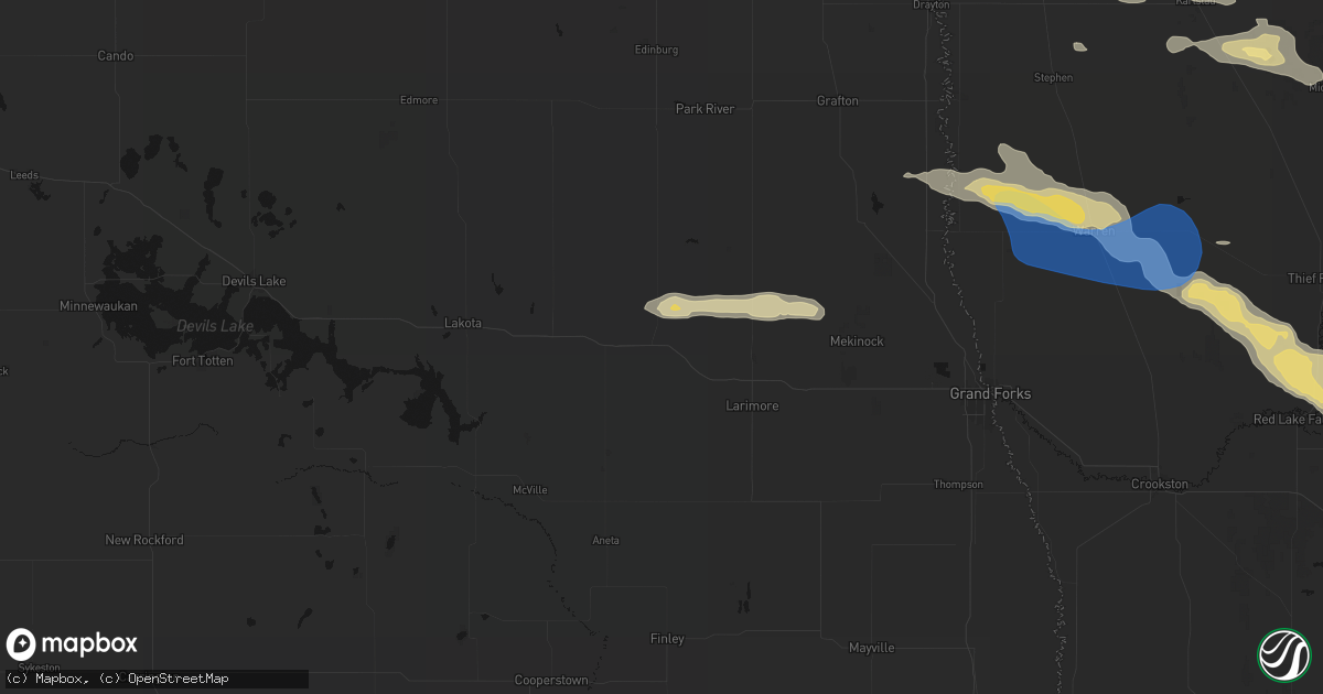 Hail map in Niagara, ND on July 24, 2026