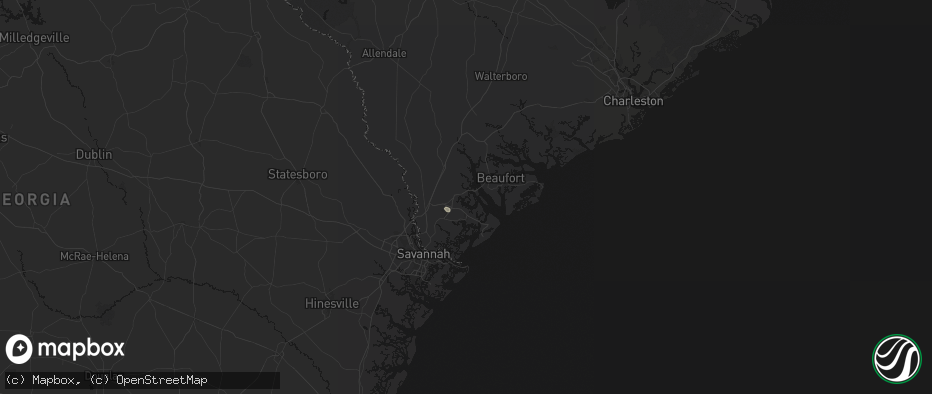 Hail map in Okatie, SC on July 24, 2026