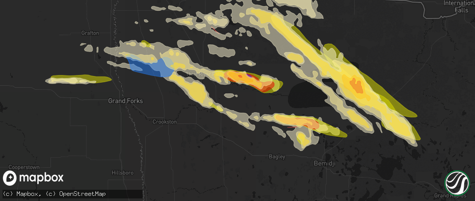 Hail map in Oklee, MN on July 24, 2026