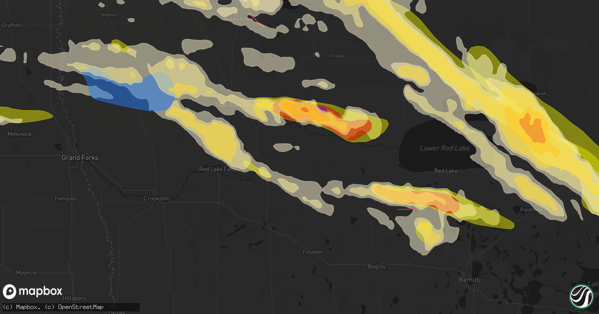 Hail map in Oklee, MN on July 24, 2026