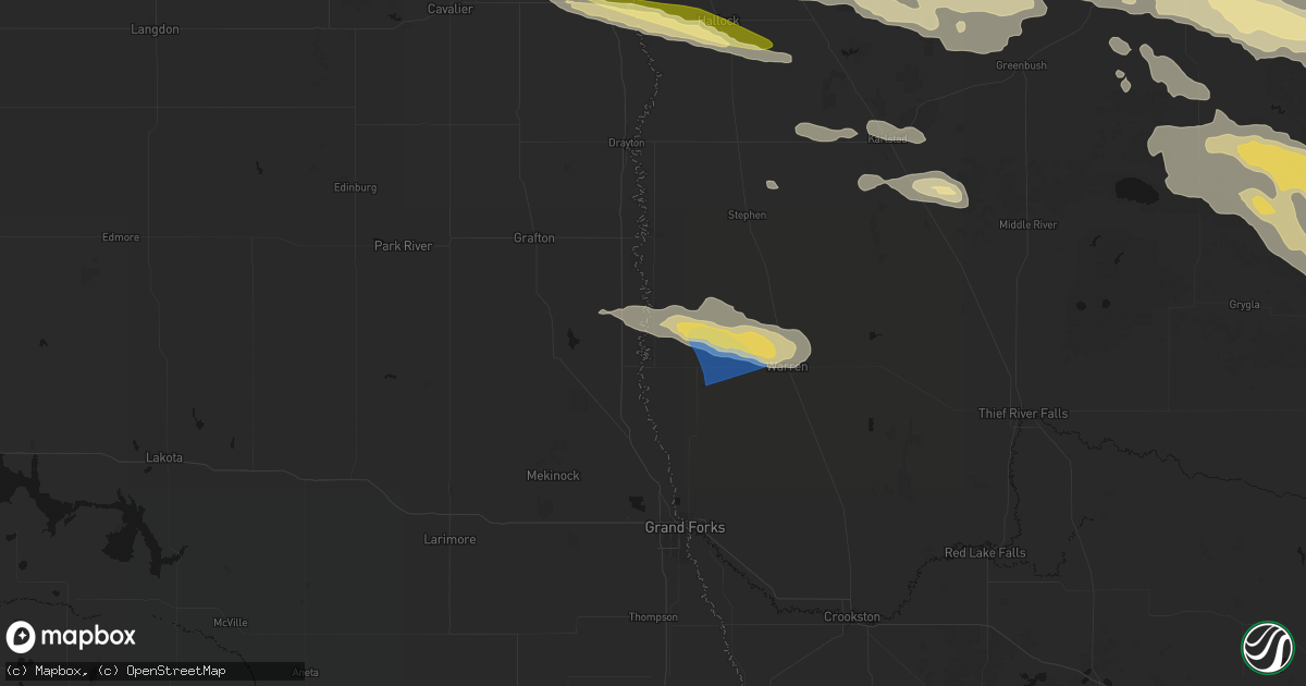 Hail map in Oslo, MN on July 24, 2026