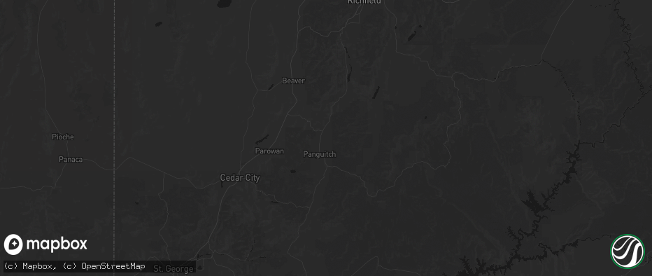 Hail map in Panguitch, UT on July 24, 2026