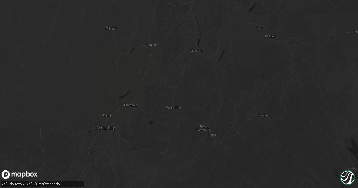 Hail map in Panguitch, UT on July 24, 2026