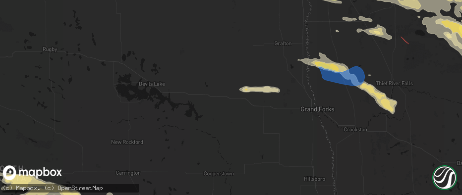 Hail map in Petersburg, ND on July 24, 2026