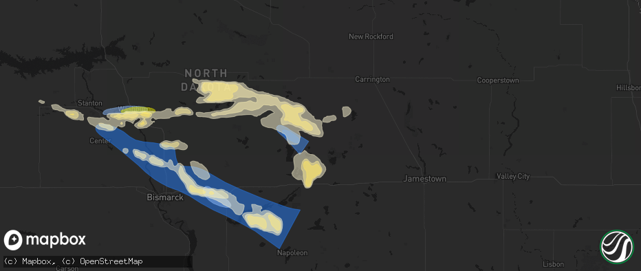 Hail map in Pettibone, ND on July 24, 2026