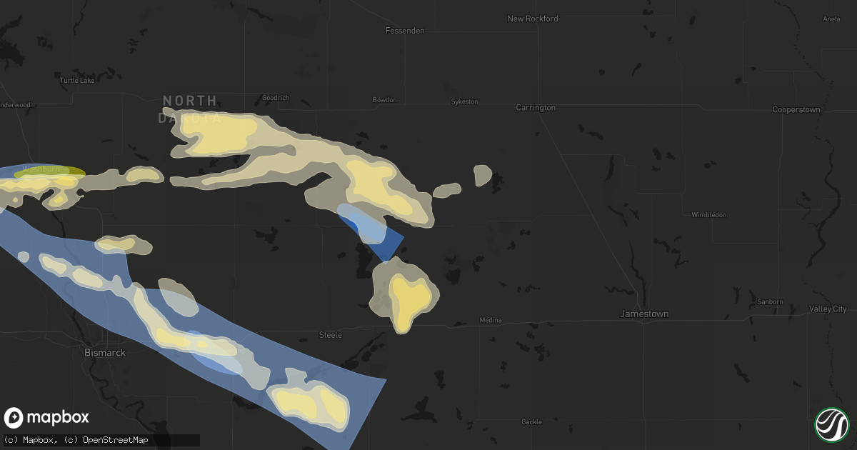 Hail map in Pettibone, ND on July 24, 2026