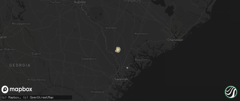 Hail map in Pineland, SC on July 24, 2026