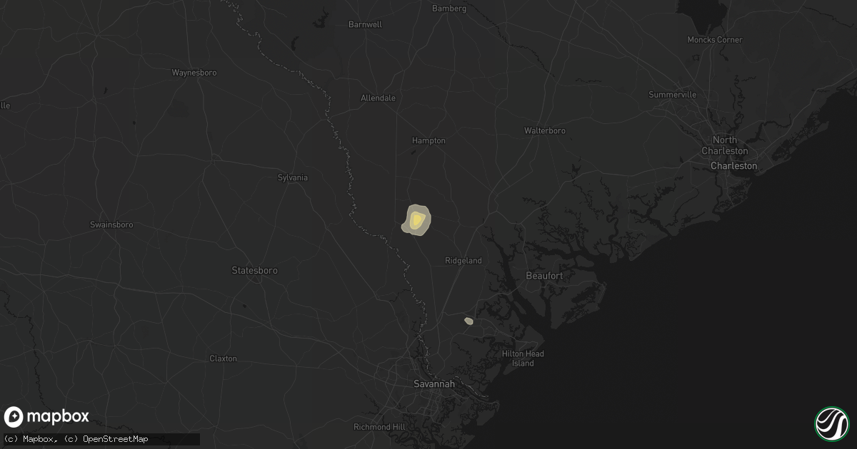 Hail map in Pineland, SC on July 24, 2026