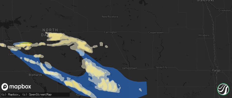 Hail map in Pingree, ND on July 24, 2026