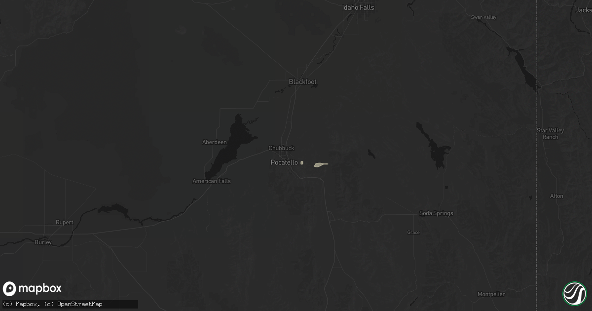 Hail map in Pocatello, ID on July 24, 2026