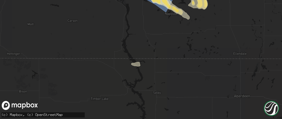 Hail map in Pollock, SD on July 24, 2026