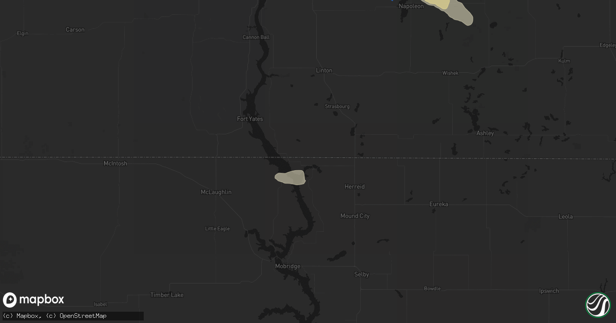 Hail map in Pollock, SD on July 24, 2026