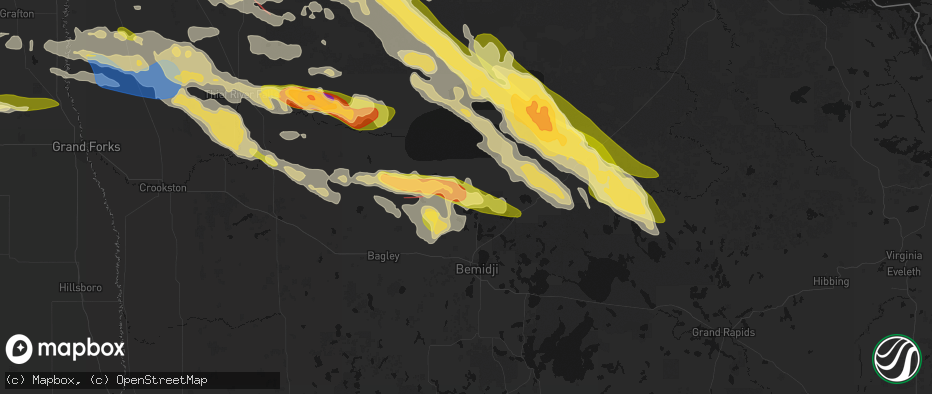 Hail map in Puposky, MN on July 24, 2026