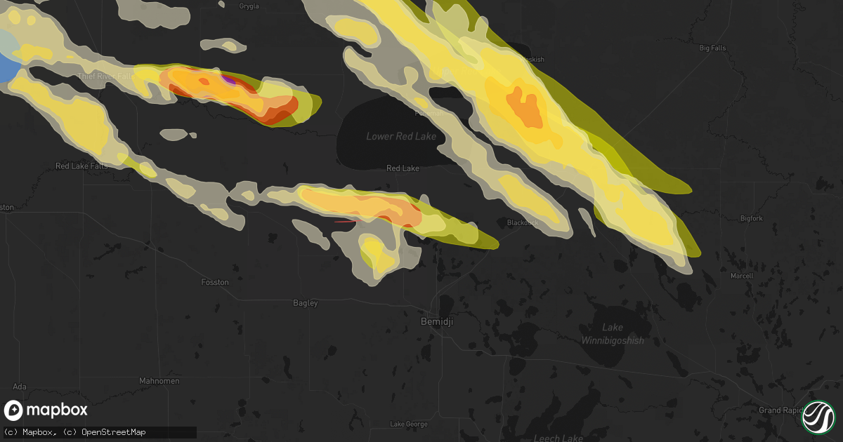 Hail map in Puposky, MN on July 24, 2026