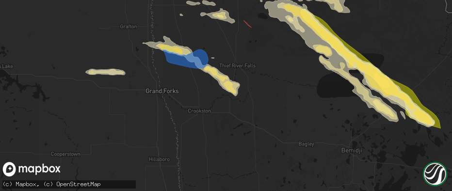 Hail map in Red Lake Falls, MN on July 24, 2026