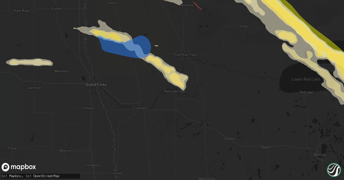Hail map in Red Lake Falls, MN on July 24, 2026