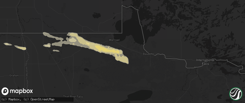Hail map in Roosevelt, MN on July 24, 2026