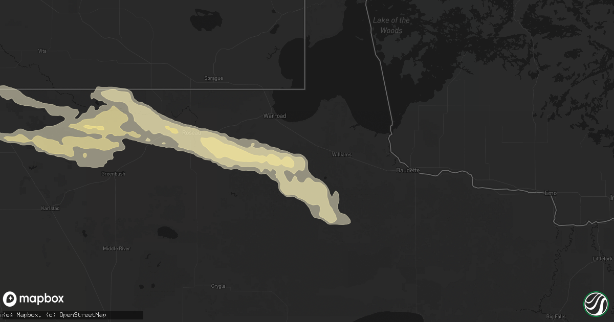 Hail map in Roosevelt, MN on July 24, 2026